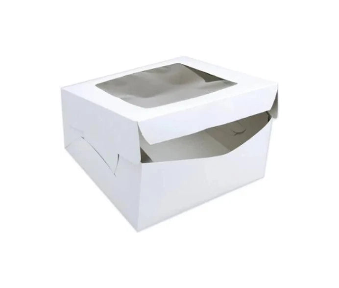 White Cake Boxes With WINDOW - 9X9X2.5 (Pie Box)