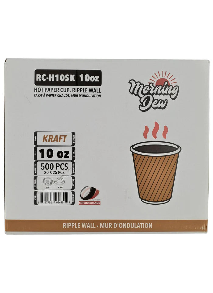 Morning Dew - 10oz Ripple Wall Paper Cup - Kraft