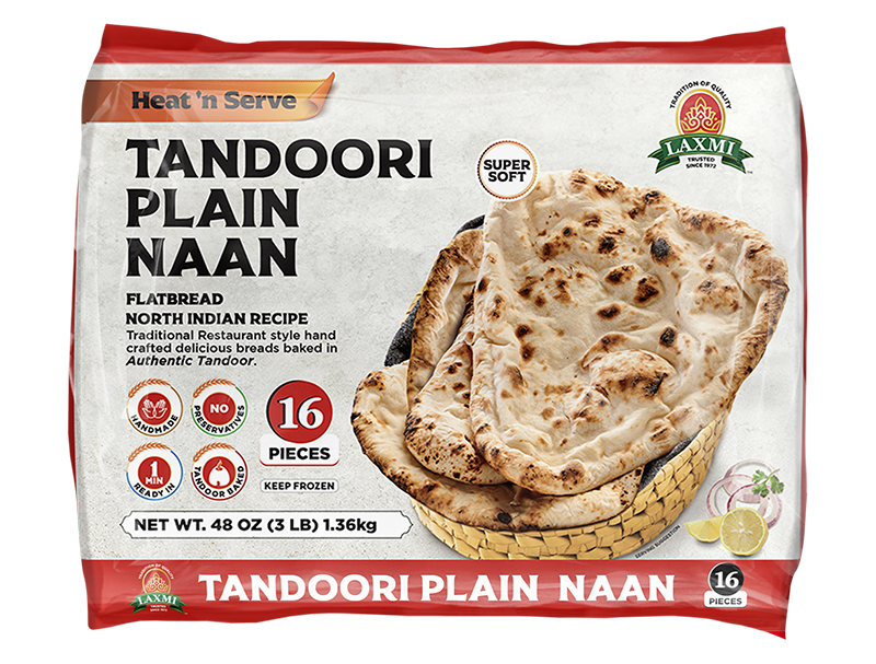 Laxmi - Tandoori Naan - Plain - Bulk - 16pcs