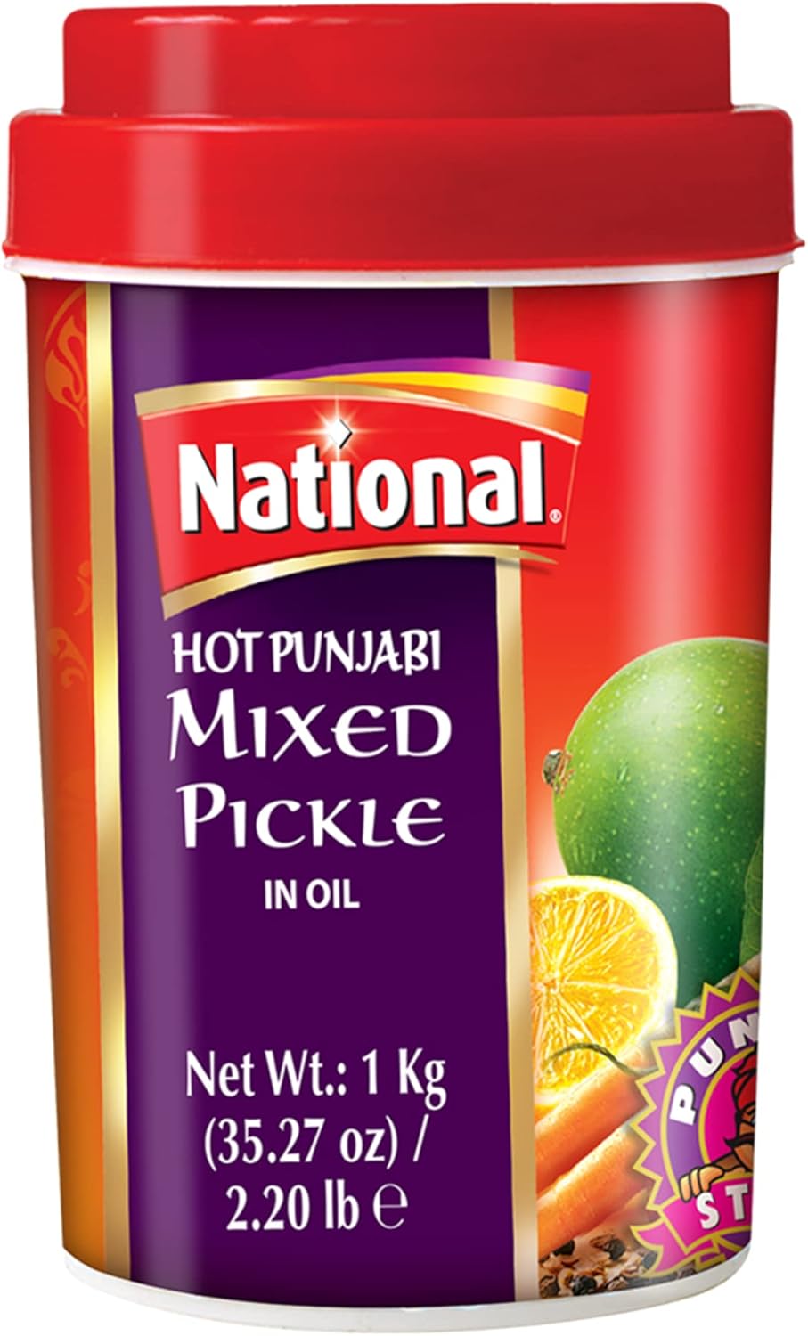 National - Hot Punjabi Mixed Pickle - 1Kg