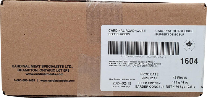 Cardinal 4 oz Roadhouse Beef Burgers 1604
