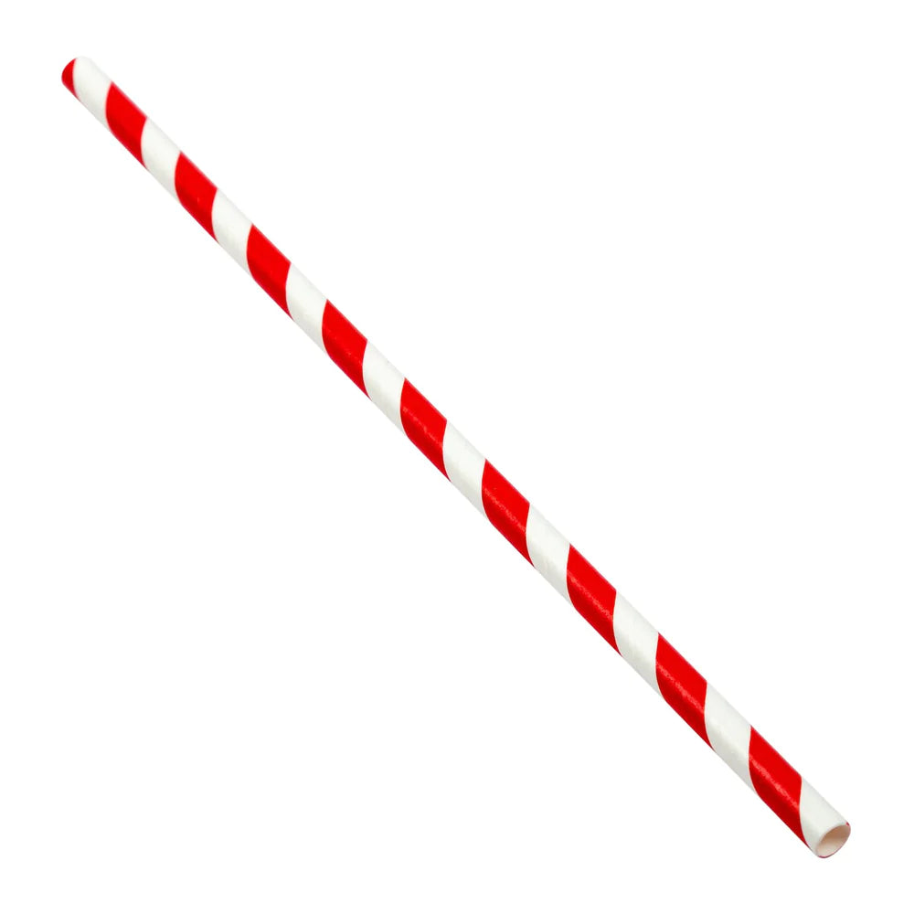Straw Jumbo 7.75" Unwrapped Red/White