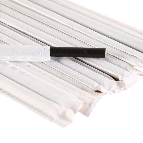 Straw Paper Black Wrapped - 8" (250Pcs)