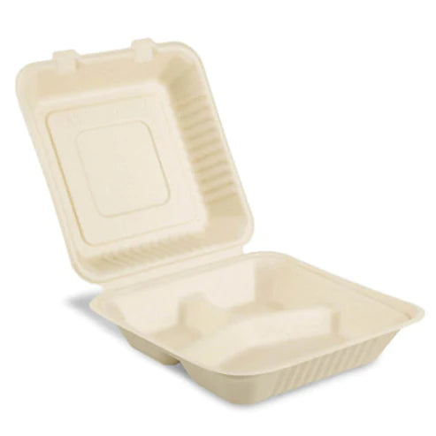 Ecomates - 9X9 Bagasse Container - 1 Comp