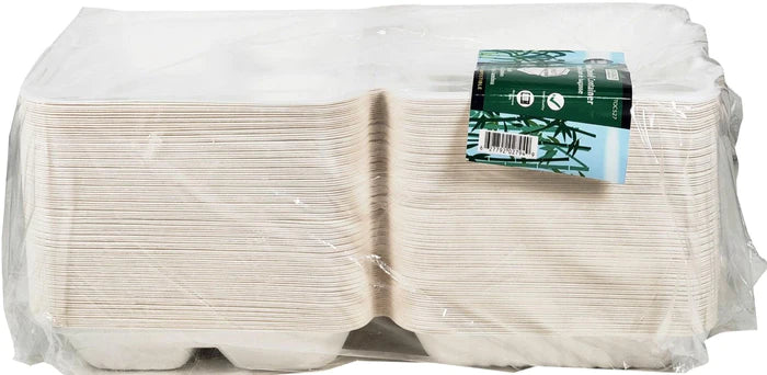 TenClouds - 9X9 Bagasse Clamshell Container - 3 Comp.