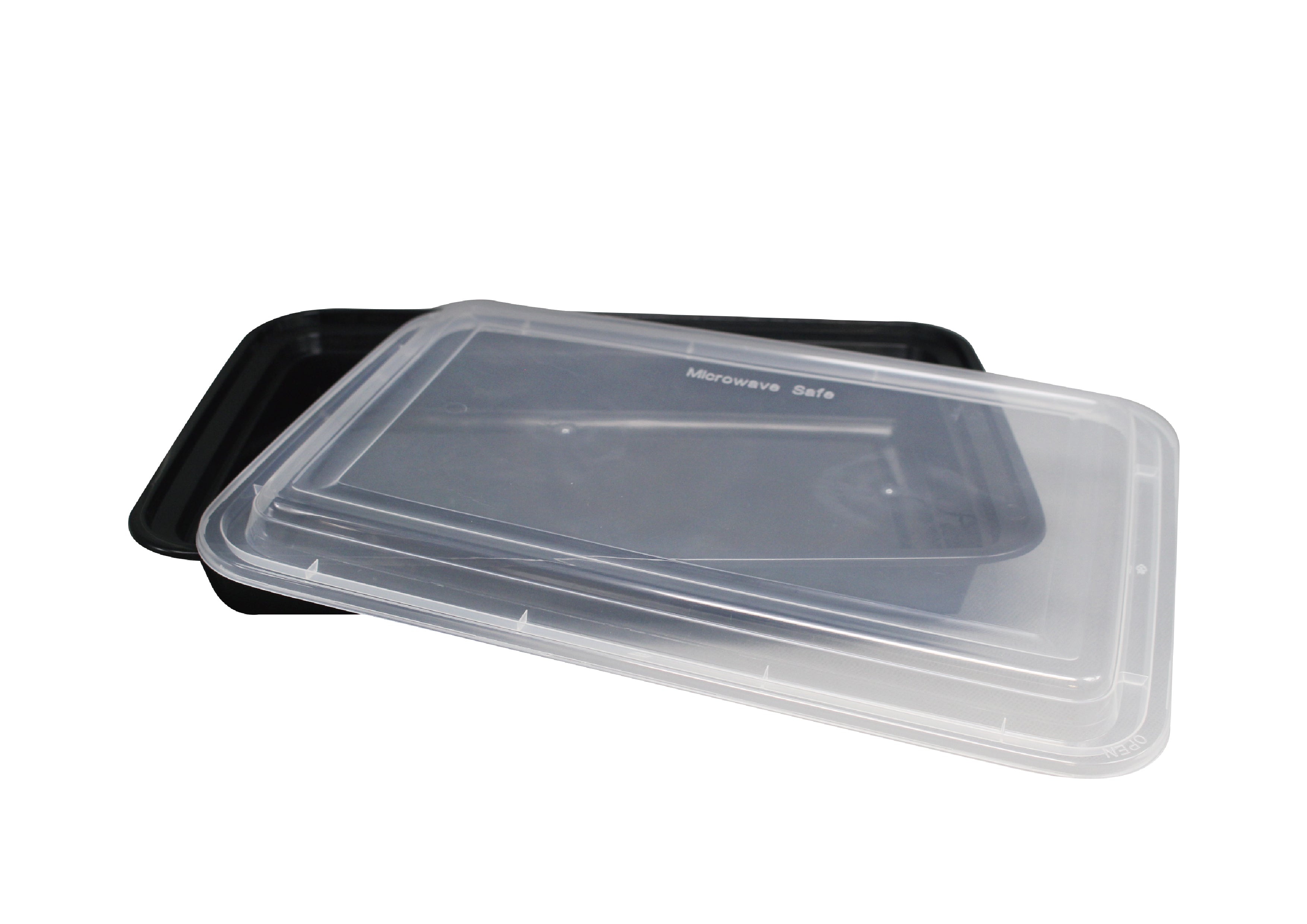 PCM - 58oz Black Plastic Rectangular Container Combo
