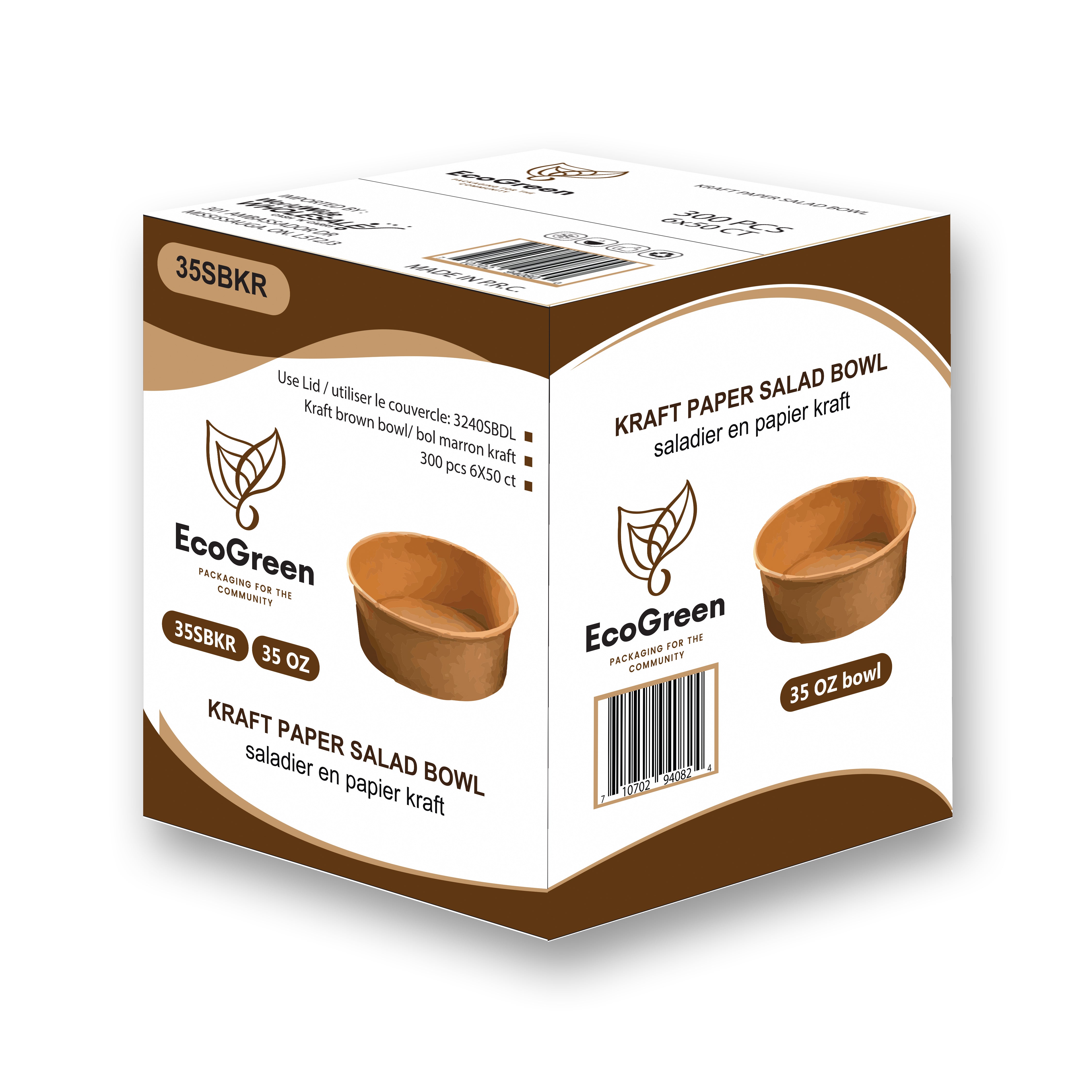 EcoGreen - Kraft Salad Bowl - 35oz - 1100ml