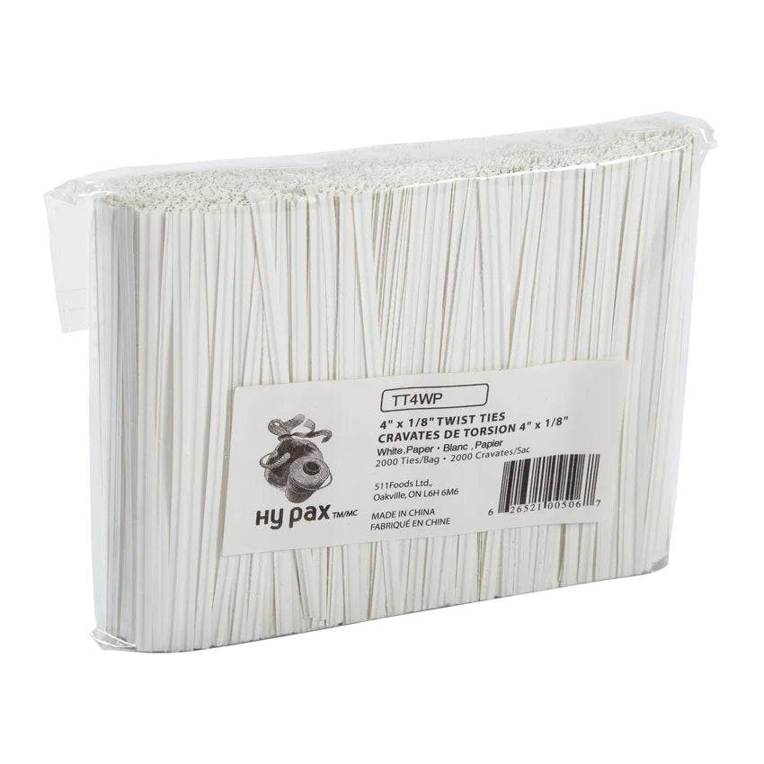 Hy Five - 4" Twist Ties - White TT4WP