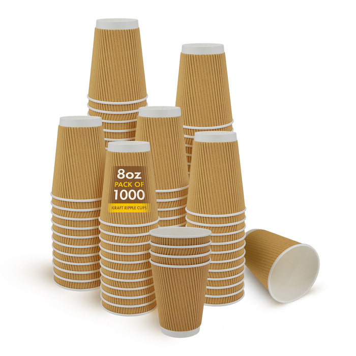 Morning Dew 8oz Ripple Wall Paper Cup Kraft 25 Ct - A2Z Cash N Carry