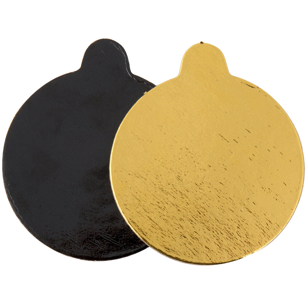 Enjay Black/Gold Round Tab Dessert Board 3.25 inch 500 Ct - A2Z Cash N Carry