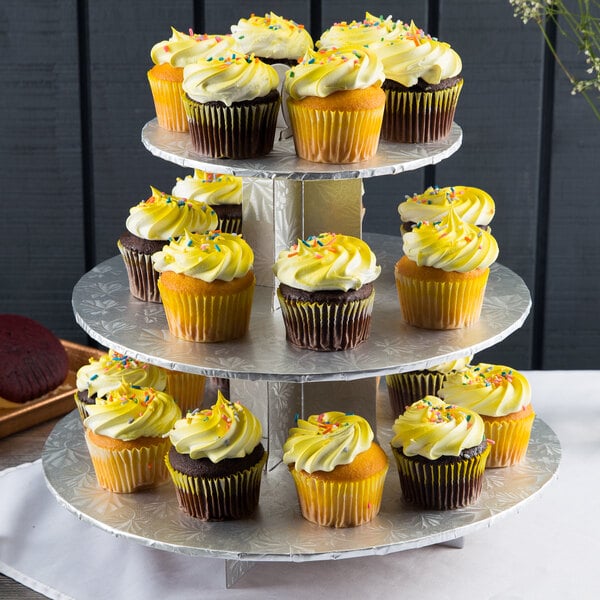 Enjay 3 Tier Cupcake Stand Silver - A2Z Cash N Carry