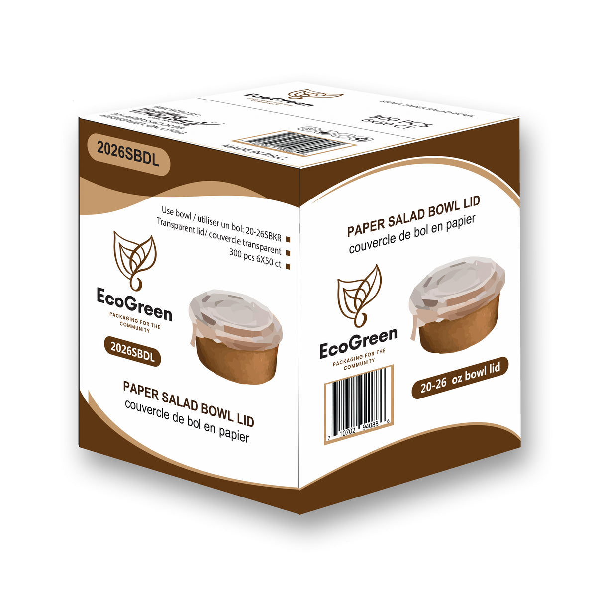 EcoGreen - Lids For Kraft Paper Salad Bowl - 20oz - 32oz