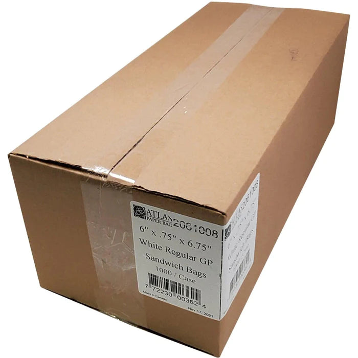 Atlas Sandwich Bag Grease Proof Regular 6x0.75x6.75 - A2Z Cash N Carry (label detail)