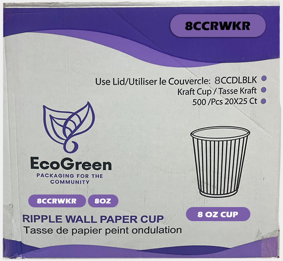 EcoGreen 8oz Ripple Wall Paper Cup - A2Z Cash N Carry