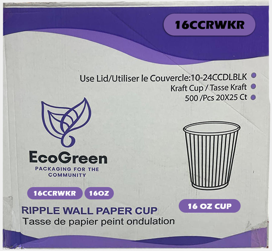 EcoGreen - 16oz Ripple Wall Paper Cup