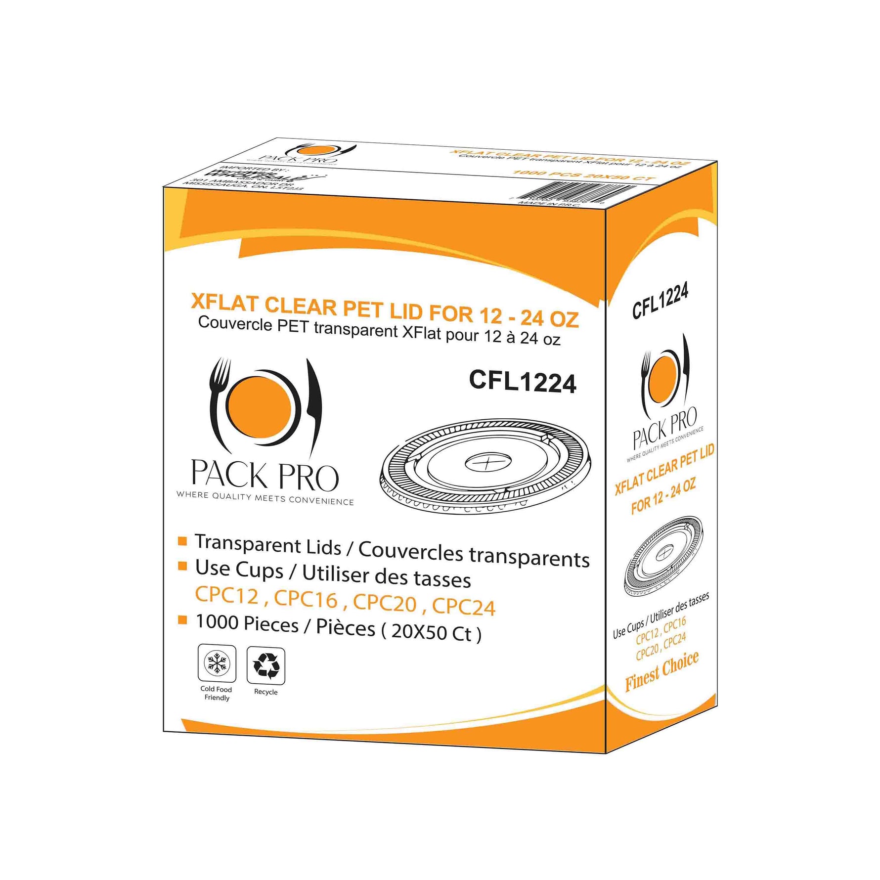 PackPro - 12-24oz Flat Lids For Clear Cups
