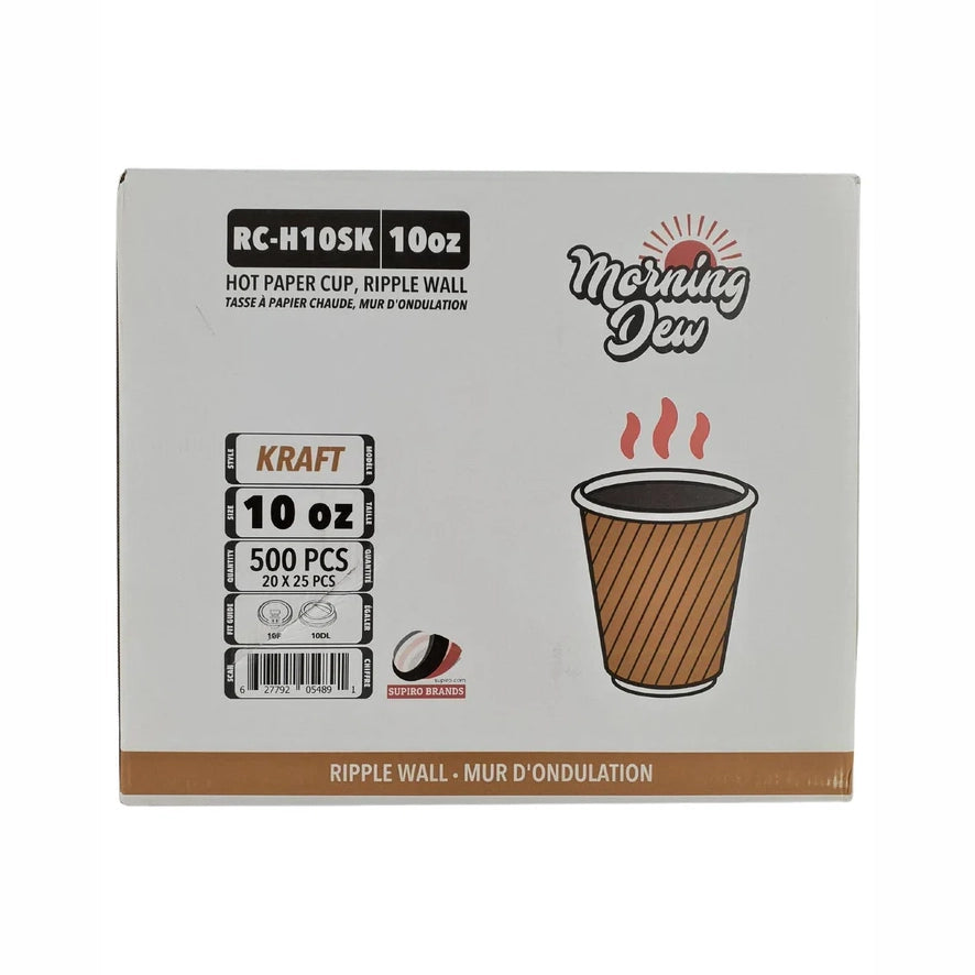 Morning Dew - 10oz Ripple Wall Paper Cup - Kraft