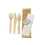 Wrapped 6pc Cutlery Kit (Fork/Knife/Spoon/Napkin/Salt/Pepper) - Wooden - A2Z Cash N Carry