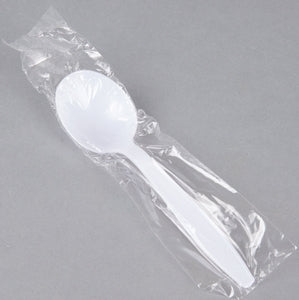 Dynasty Soup Spoon Wrapped Medium Heavy White - A2Z Cash N Carry