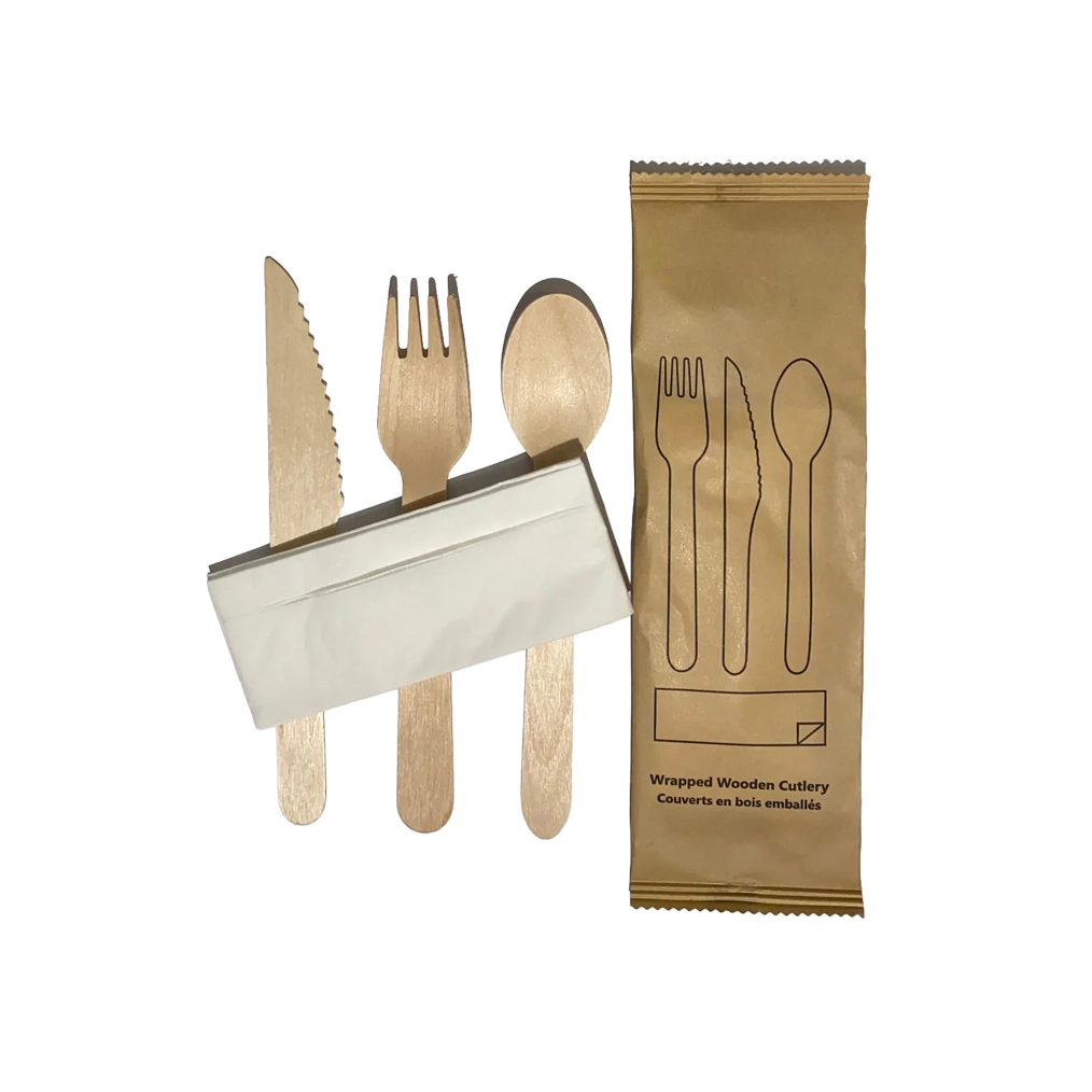 Tenclouds - Wrapped 4pc Bagasse Utensil Kit (F/K/S/N)