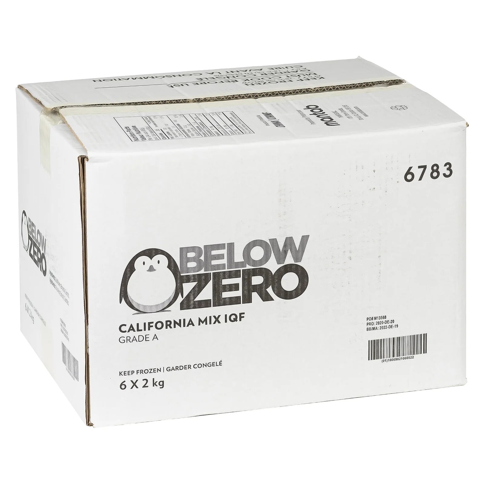Below Zero IQF California Mix Vegetable - A2Z Cash N Carry (label detail)