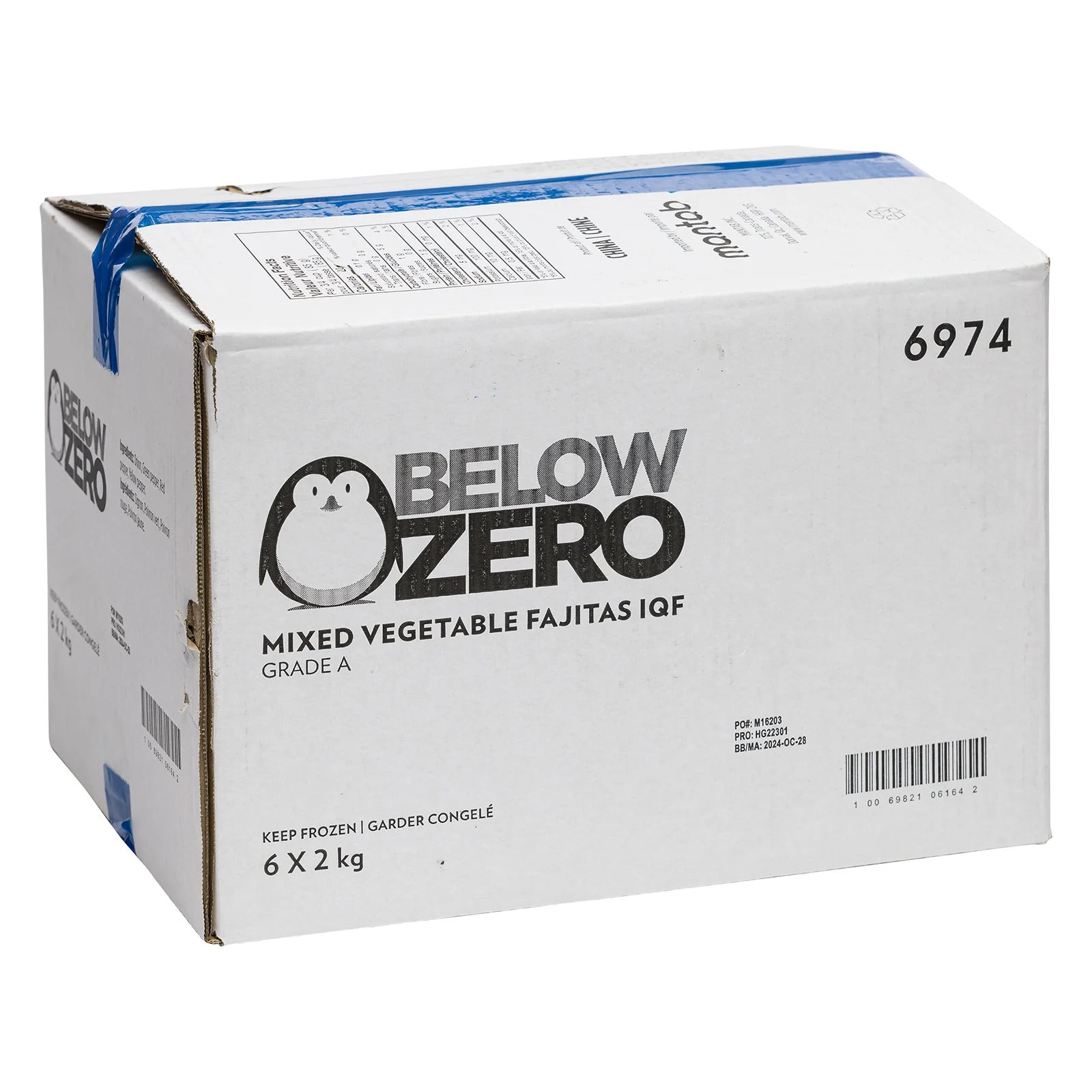 Below Zero IQF Fajita Vegetable Mix - A2Z Cash N Carry (label detail)