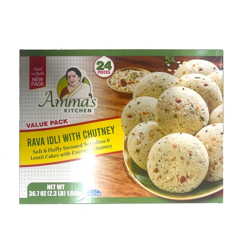 Amma's Kitchen - Rava Idli w/ Chutney - Bulk - 24Pcs