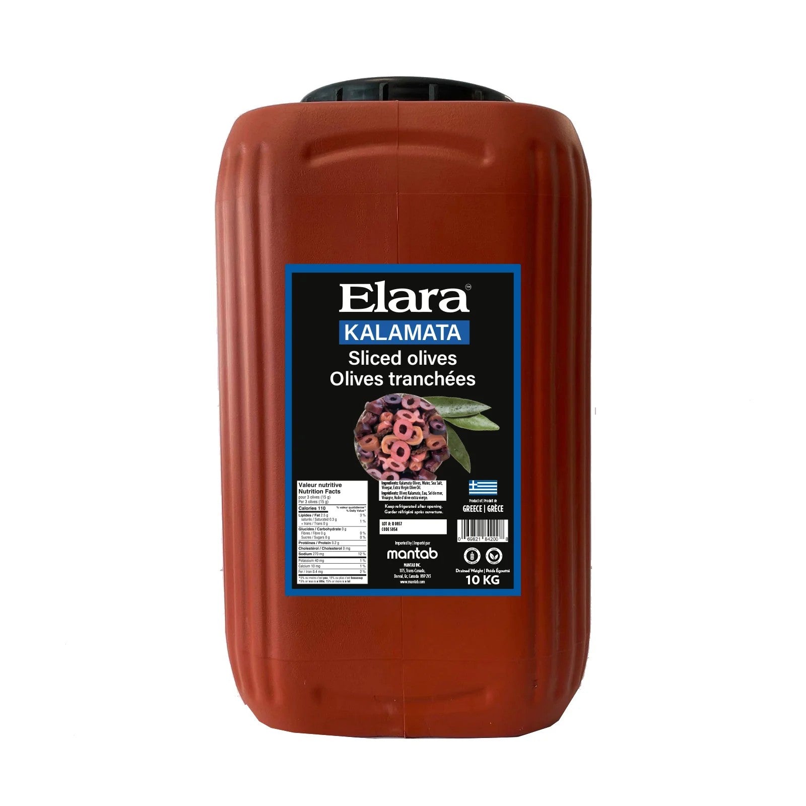 Elara - Olives - Kalamata - Sliced 10Kg - A2Z Cash N Carry