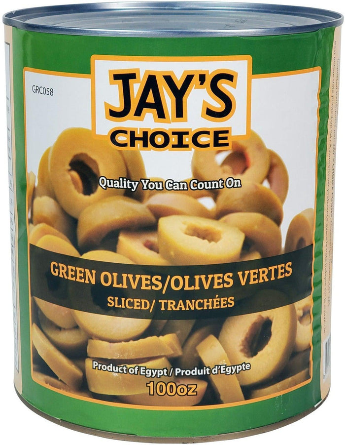 Fresco Jay's Choice Green Olives Sliced 100 Oz - A2Z Cash N Carry