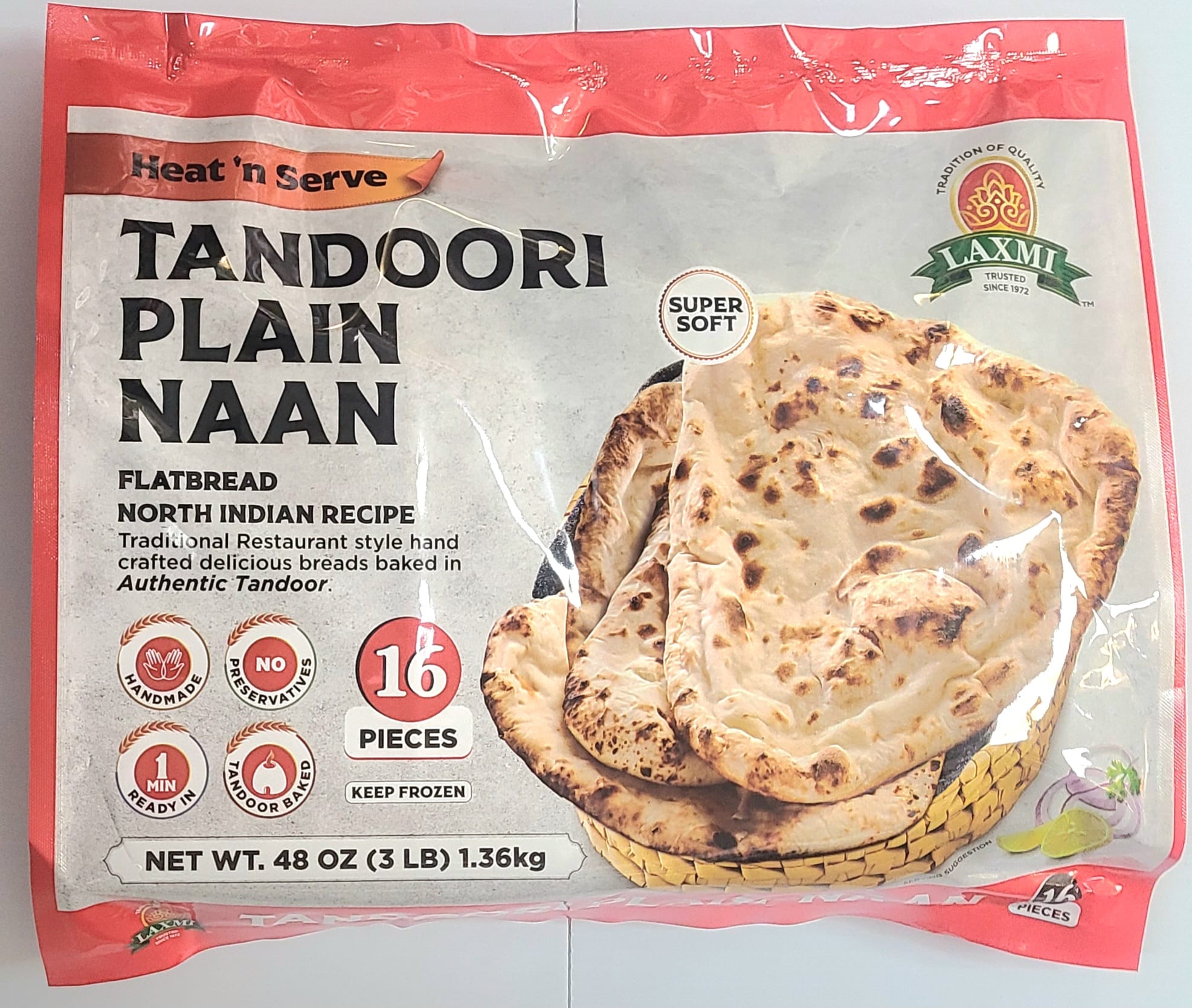 Laxmi Tandoori Naan Plain 16pcs - A2Z Cash N Carry