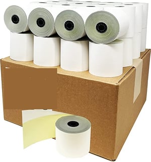 Cash Register Rolls 3 inch Bond 2 Ply White and Yellow - A2Z Cash N Carry