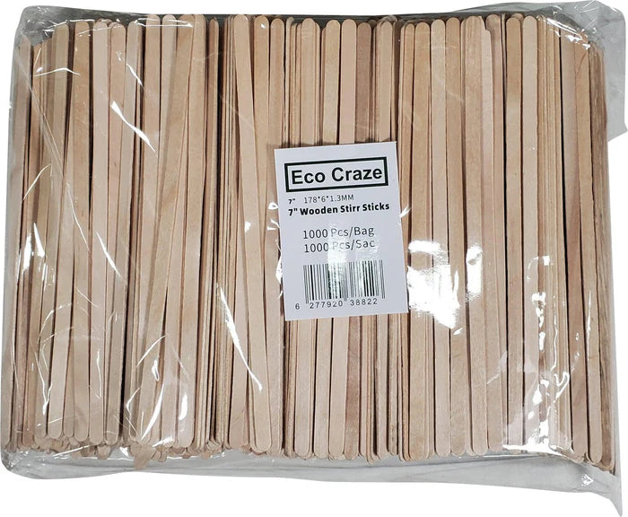 Eco Craze 7" Wooden Stir Sticks 1000Ct - A2Z Cash N Carry