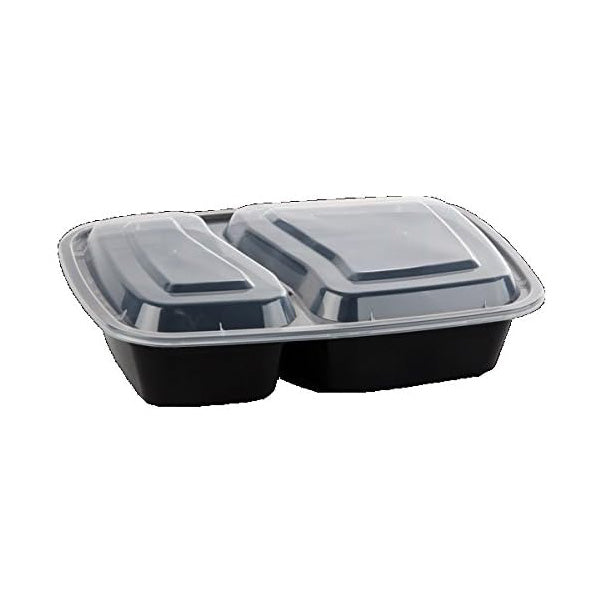 Dynasco - 9" Rectangular White - 2 Compartment Plastic Container - DT32- Combo