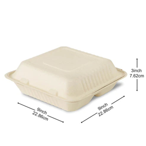 PPP Ecomates 9X9 Bagasse Container - 1 Comp 50 ct - A2Z Cash N Carry