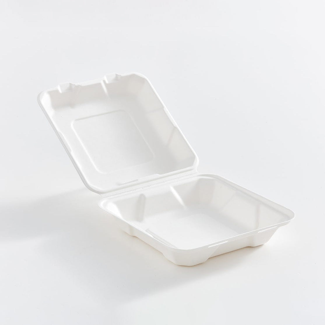 EcoGreen - 8X8X2.5 - 1 Comp Bagasse Hinged Lid Container