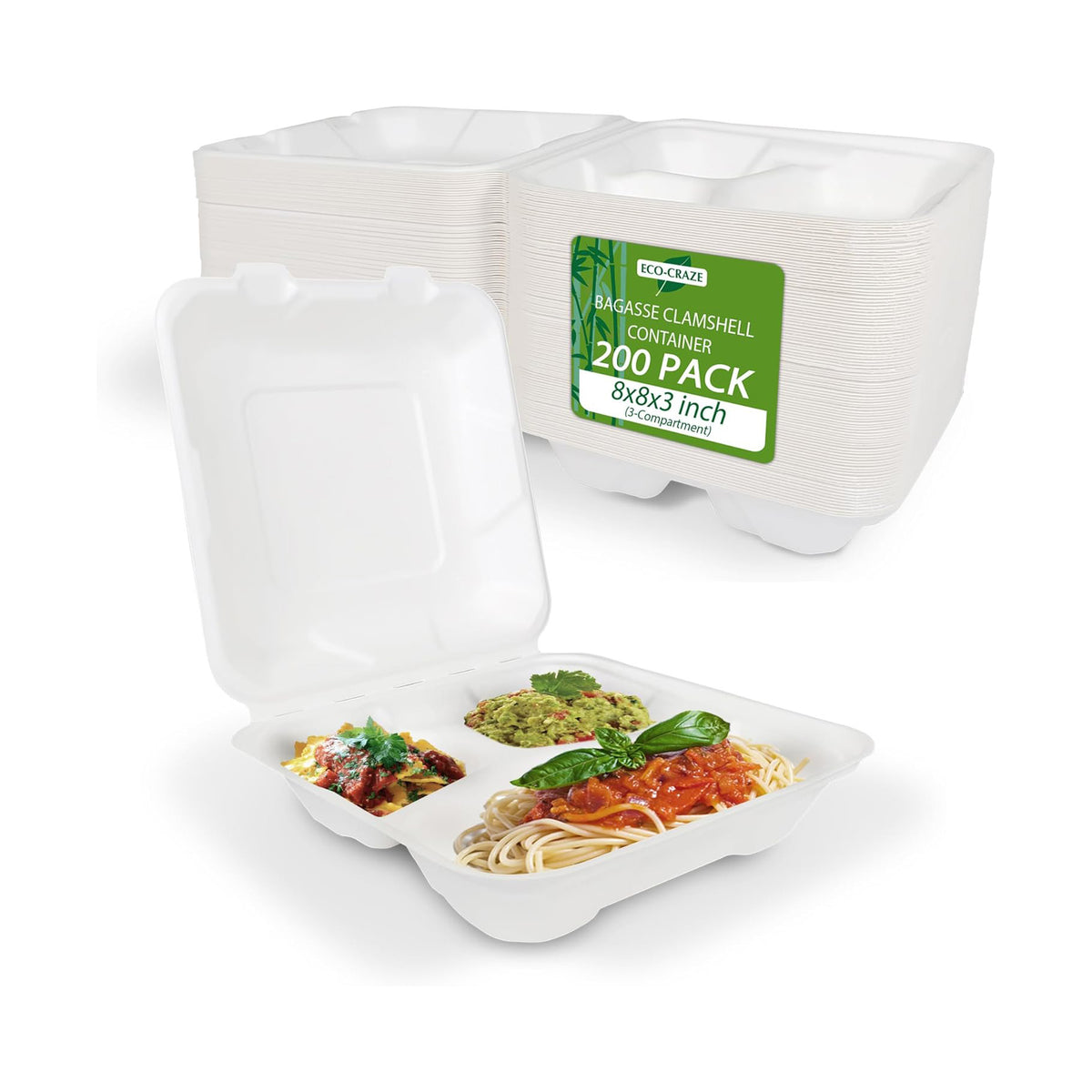 EcoCraze - 8x8x3 MFPP Container - 3 Comp