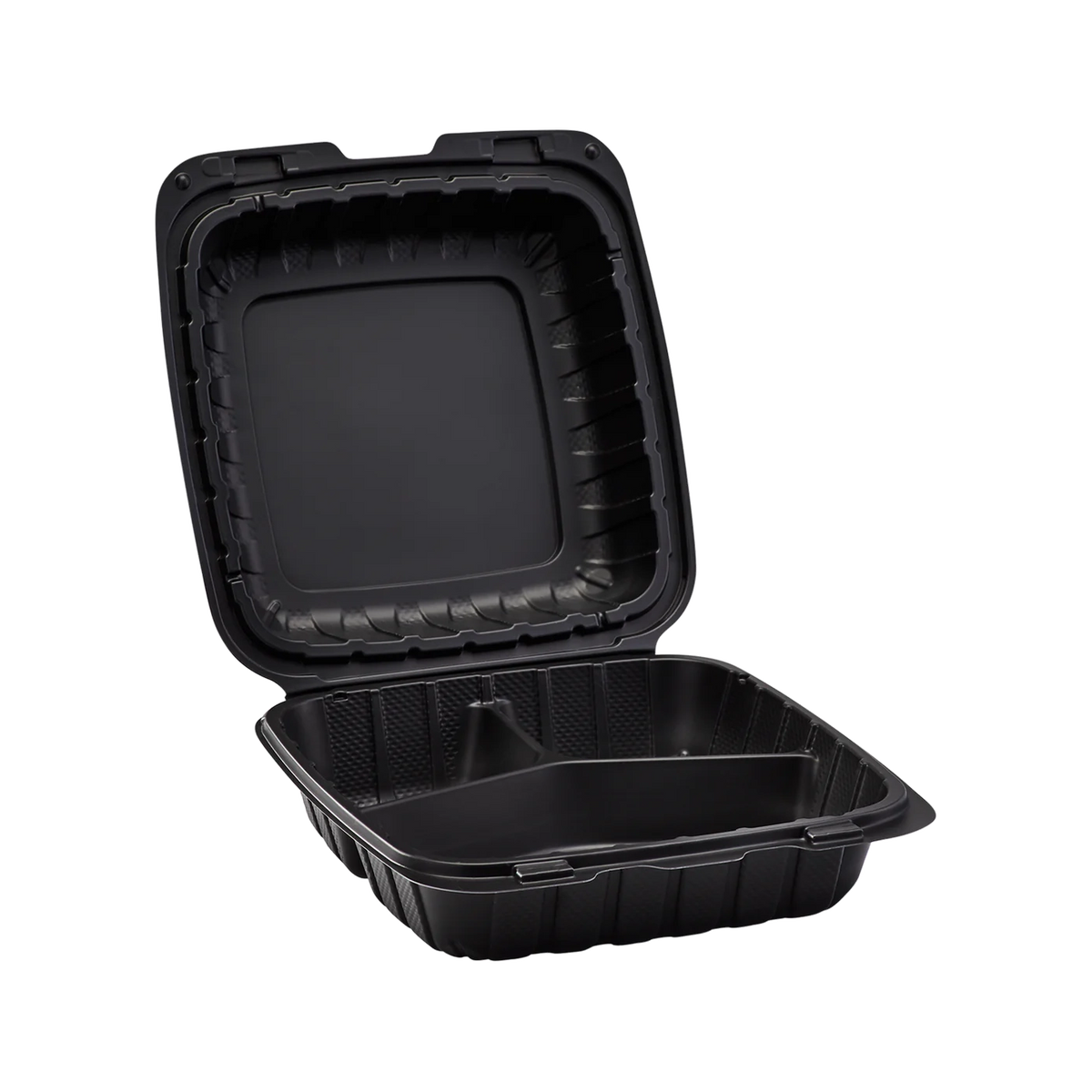 Gourmet - 9" 3 comp Plastic Takeout Containers - Black