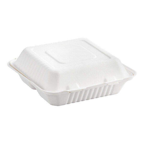EcoGreen - 9X9X3 - 1 Comp Bagasse Hinged Lid Container
